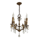 French Vintage Bronze and Glass 4 Light Art Nouveau Crystal Chandelier