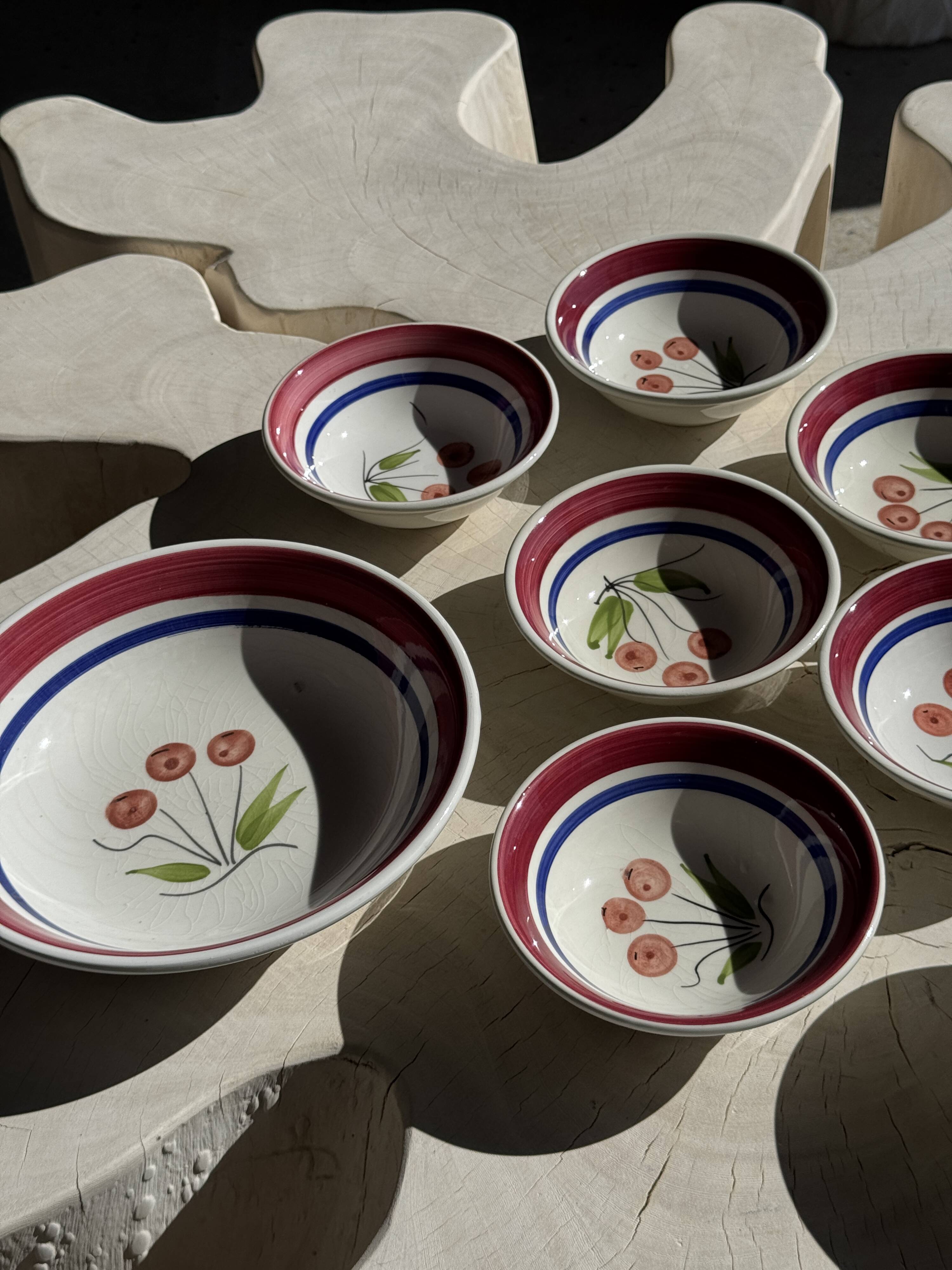 Vintage Italian Fruit Salad Set: Salad Bowl and 8 Bowls