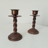 Pair of vintage wrought iron candlesticks