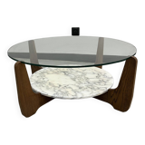 Hugues Poignant coffee table in marble and glass