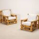 Paire de fauteuils en bambou, coussins Pierre Frey, travail français, vers 1960-70