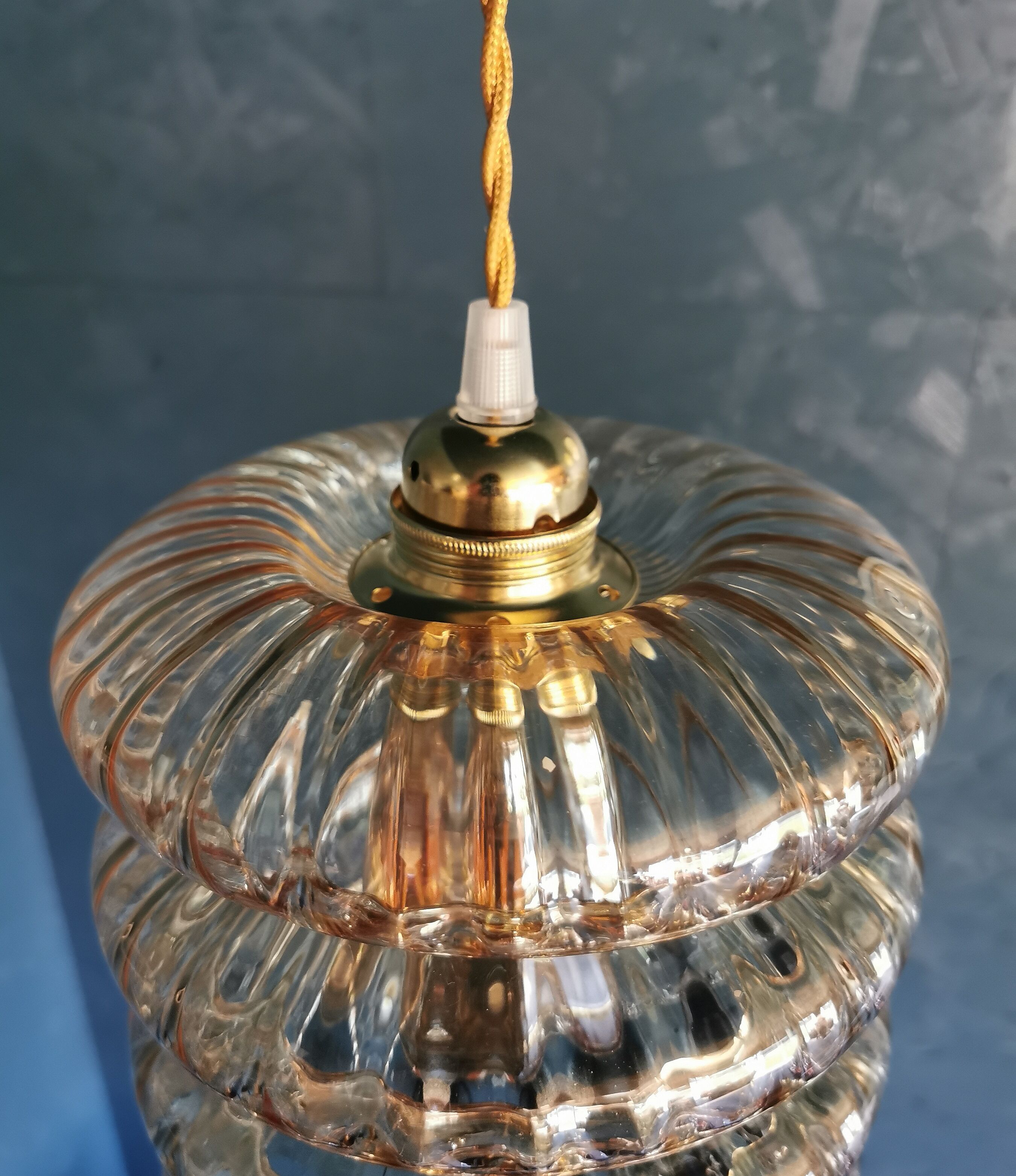 Pendant light 60s golden amber glass