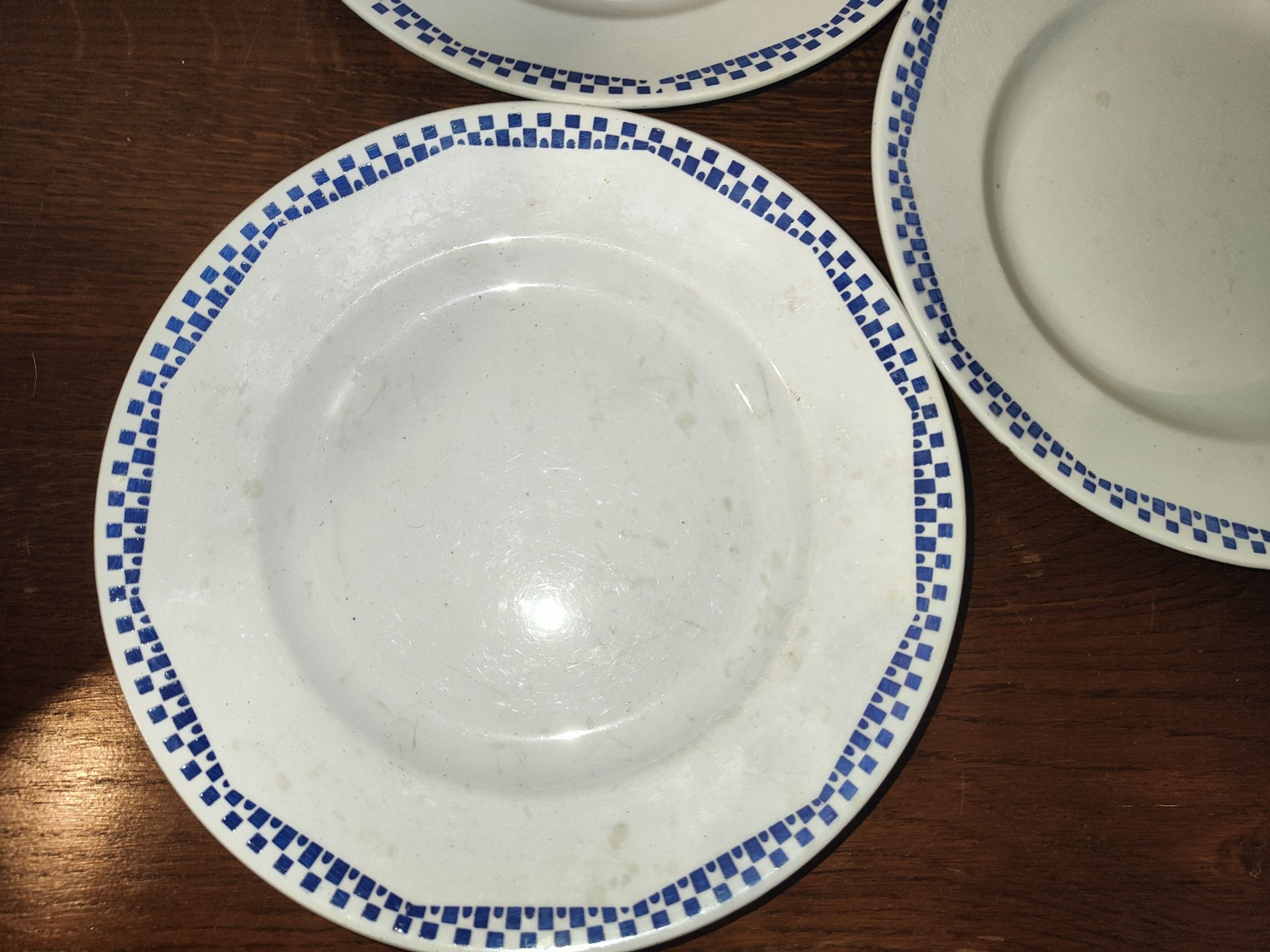 5 flat plates Moulin des loups and Hamage Orchies France blue 50s