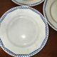 5 assiettes plates Moulin des loups et Hamage Orchies France bleu Années 50