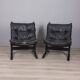 Pair of vintage leather armchairs from the 1970s, "Siesta", designed by I.