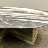 Large vintage unique marble table with zig zag base, France, 1980s