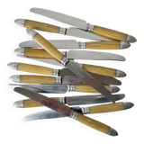 12 vintage Pradel stainless steel bakelite knives