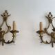 Pair of Louis XV style bronze wall sconces with 3 lights
