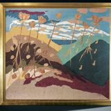Art Deco headboard in wood and marquetry