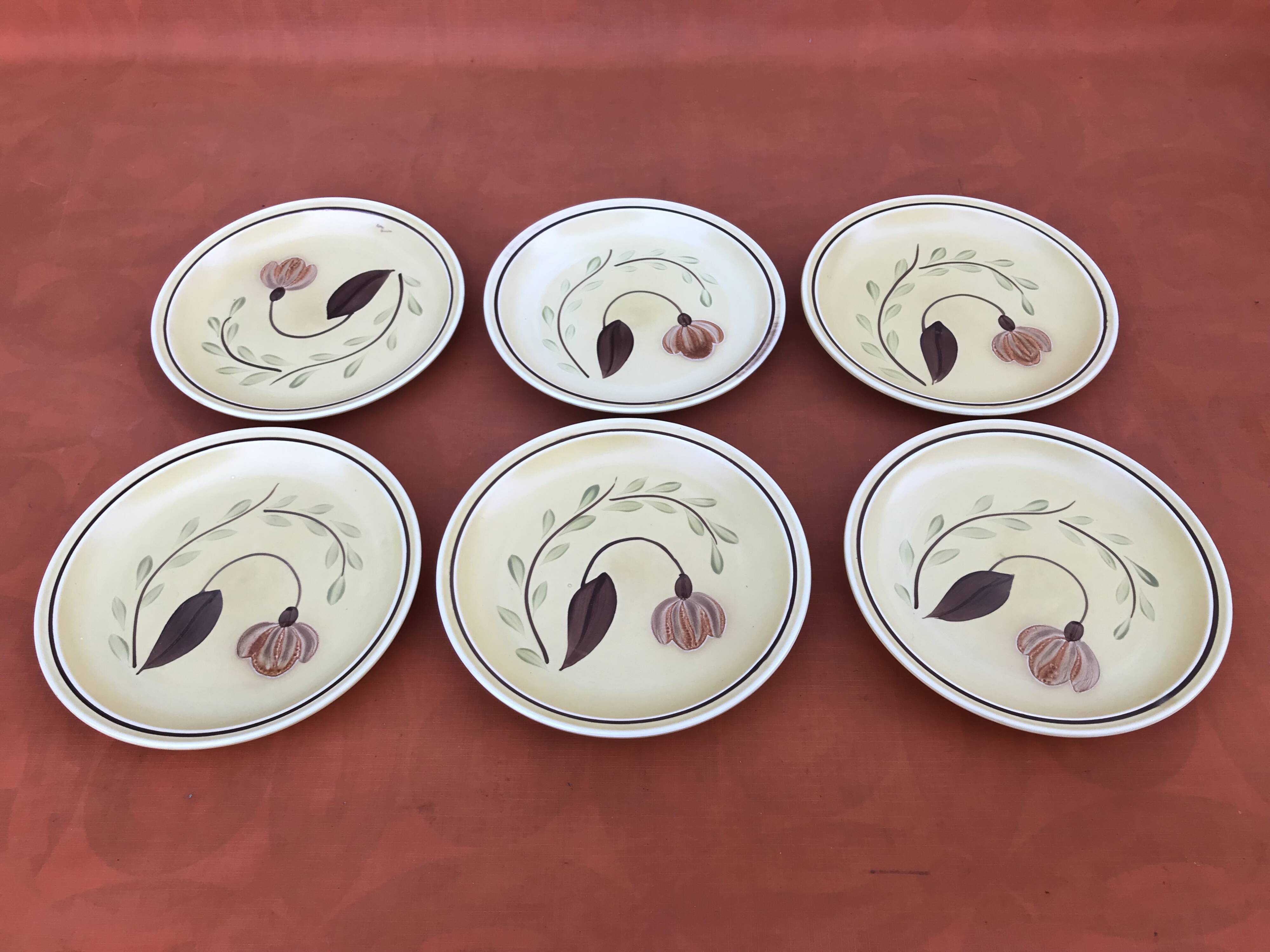 6 dessert plates Ateliers du Revernay France Matte stoneware