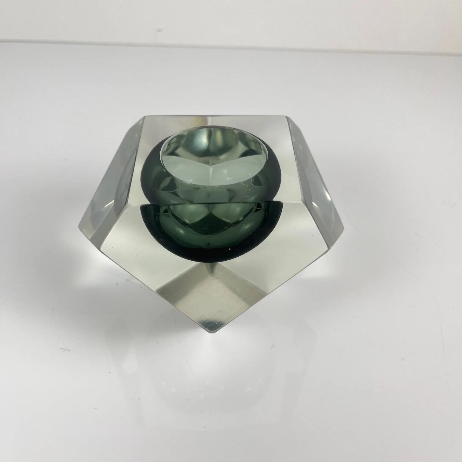 Cendrier / vide poche Sommerso en verre de Murano, forme diamant, Italie, 1970