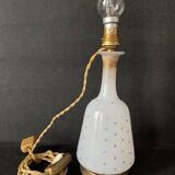 Napoleon III starry opaline lamp and rattan lampshade