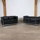 Canapé 2 places vintage Cassina LC2 par Charlotte Perriand et Le Corbusier