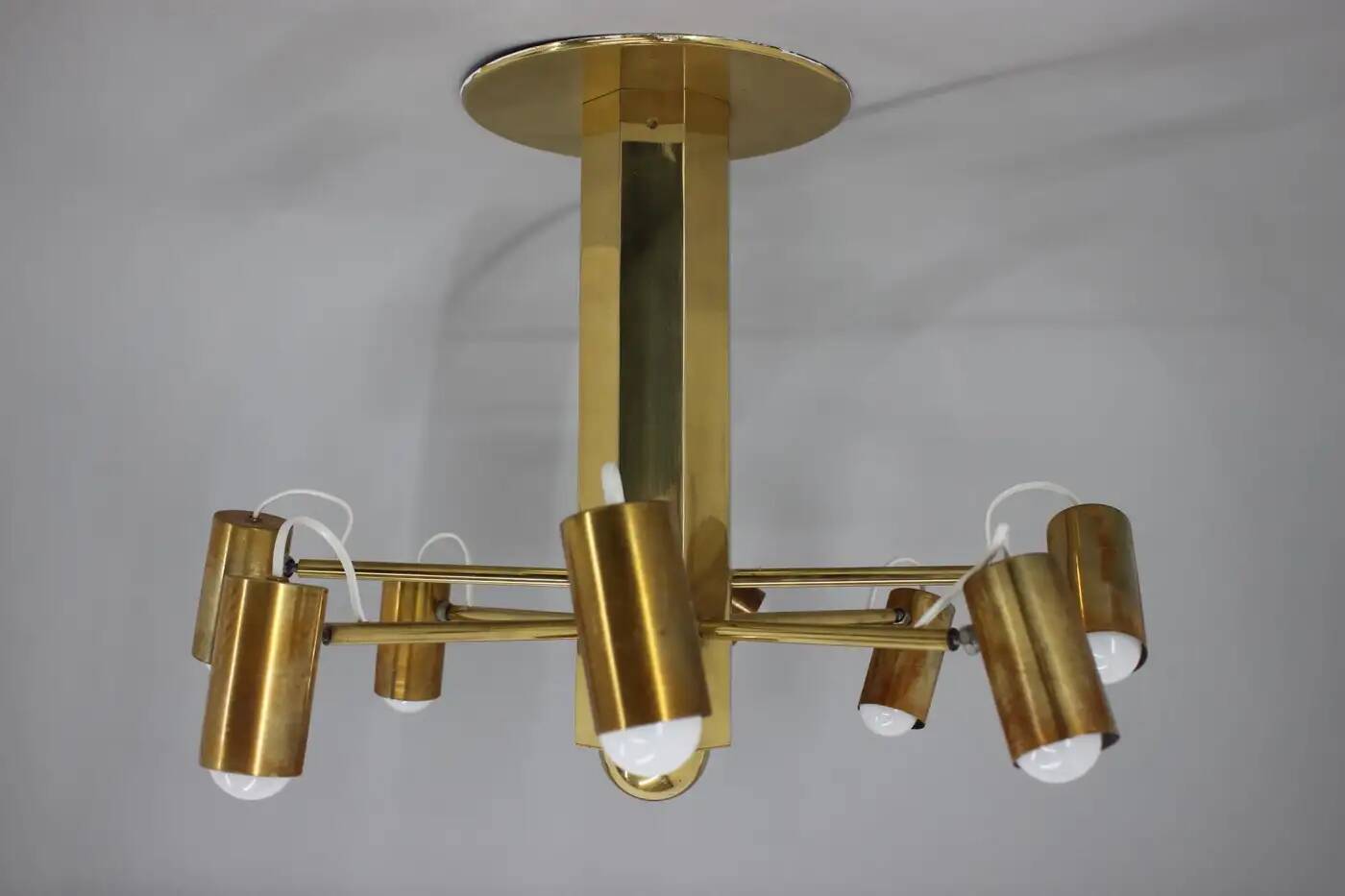 Midcentury Sputnik brass Space Age adjustable pendant/chandelier, 1970s