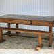 Farmhouse table and two benches, antique wooden farmhouse table, living room furniture, country style, chalet style, decor