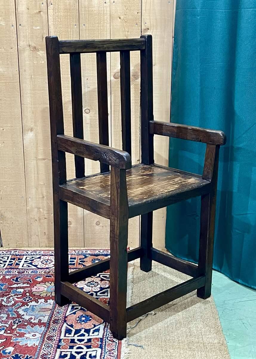 19th century Breton fireplace bench in oak, fir and chestnut