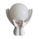 Vintage hand lamp ceramic white with opaline globe