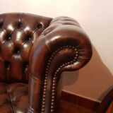 Pair of leather Chesterfield armchairs