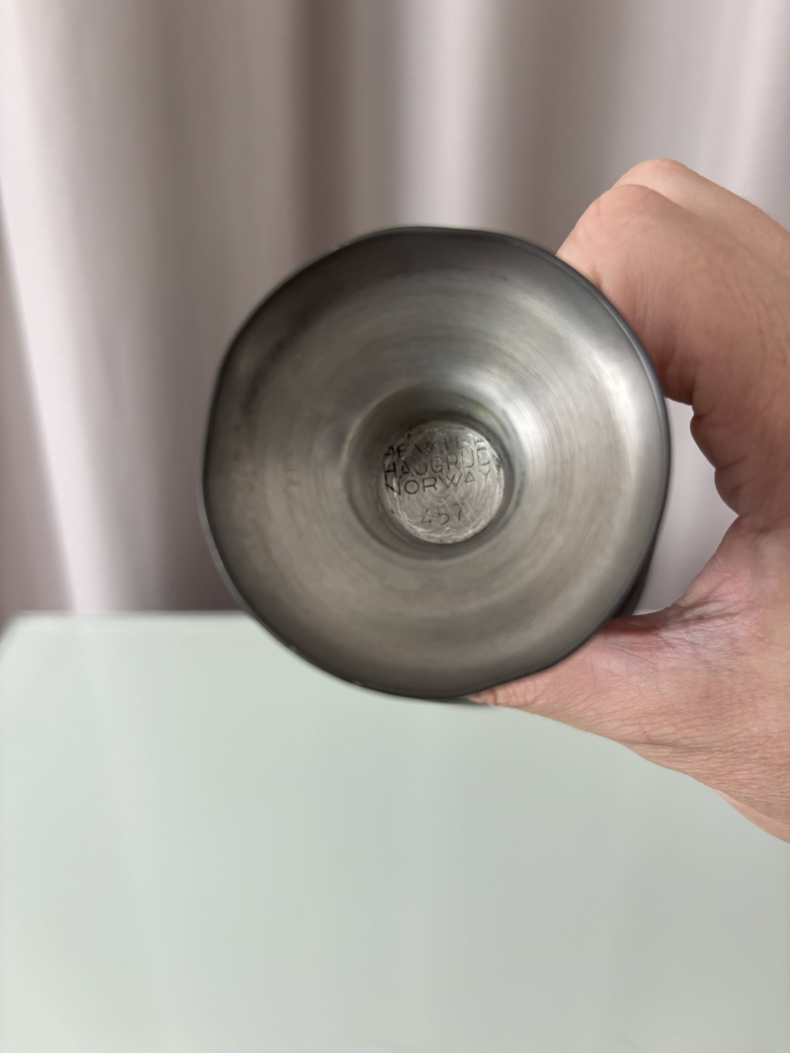 Vintage Norwegian Pewter Candlestick by Haugrud, Model 437
