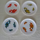 4 plates dessert flowers Arcopal lotus