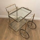 Neoclassical style rolling table in silvered brass