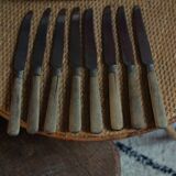 Set of 8 small old knives with wooden handles