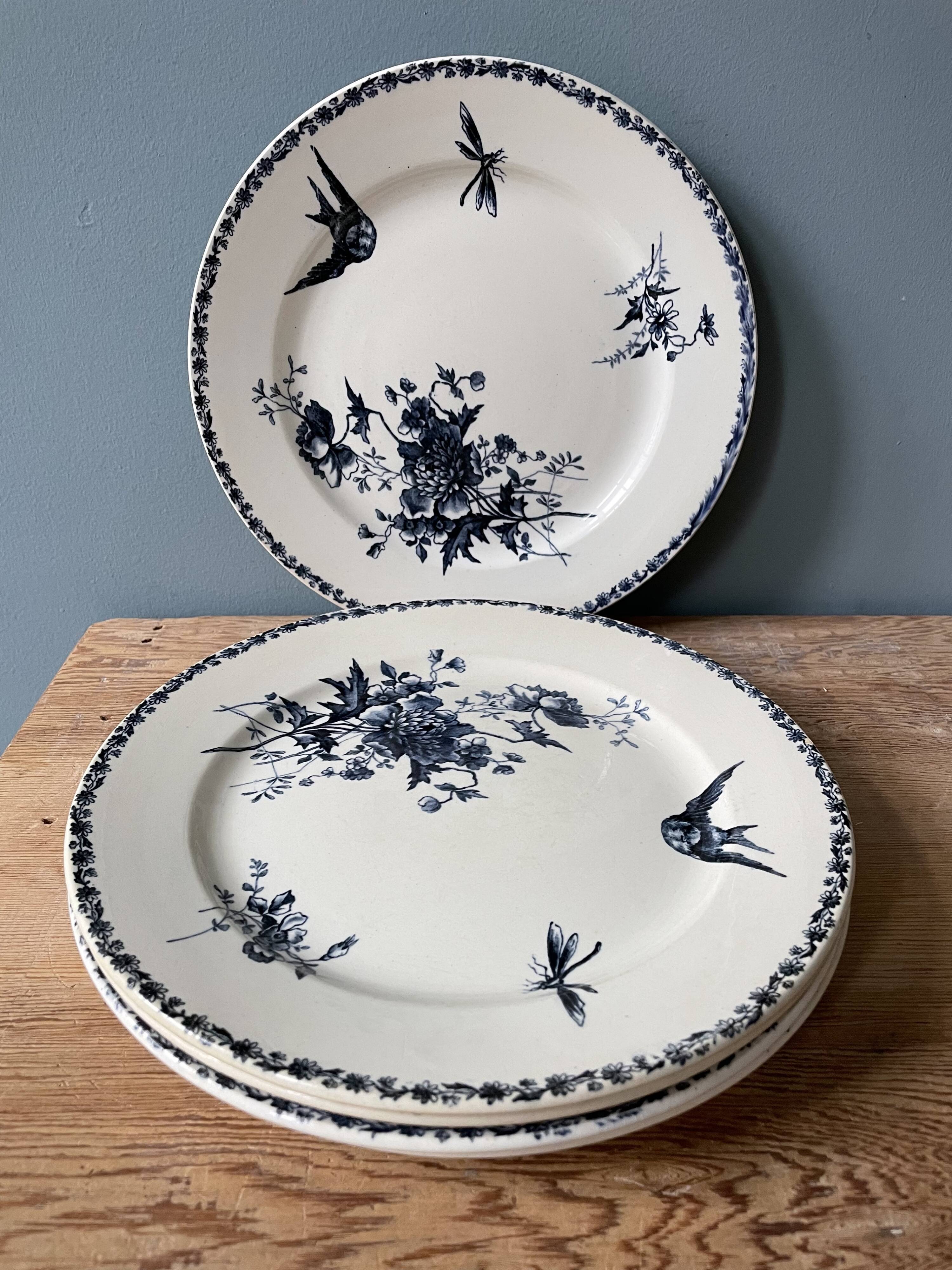 Series of 5 flat plates Terre de Fer HB and Cie Choisy Le Roi