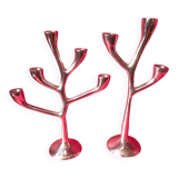 Organic vintage aluminum candlesticks
