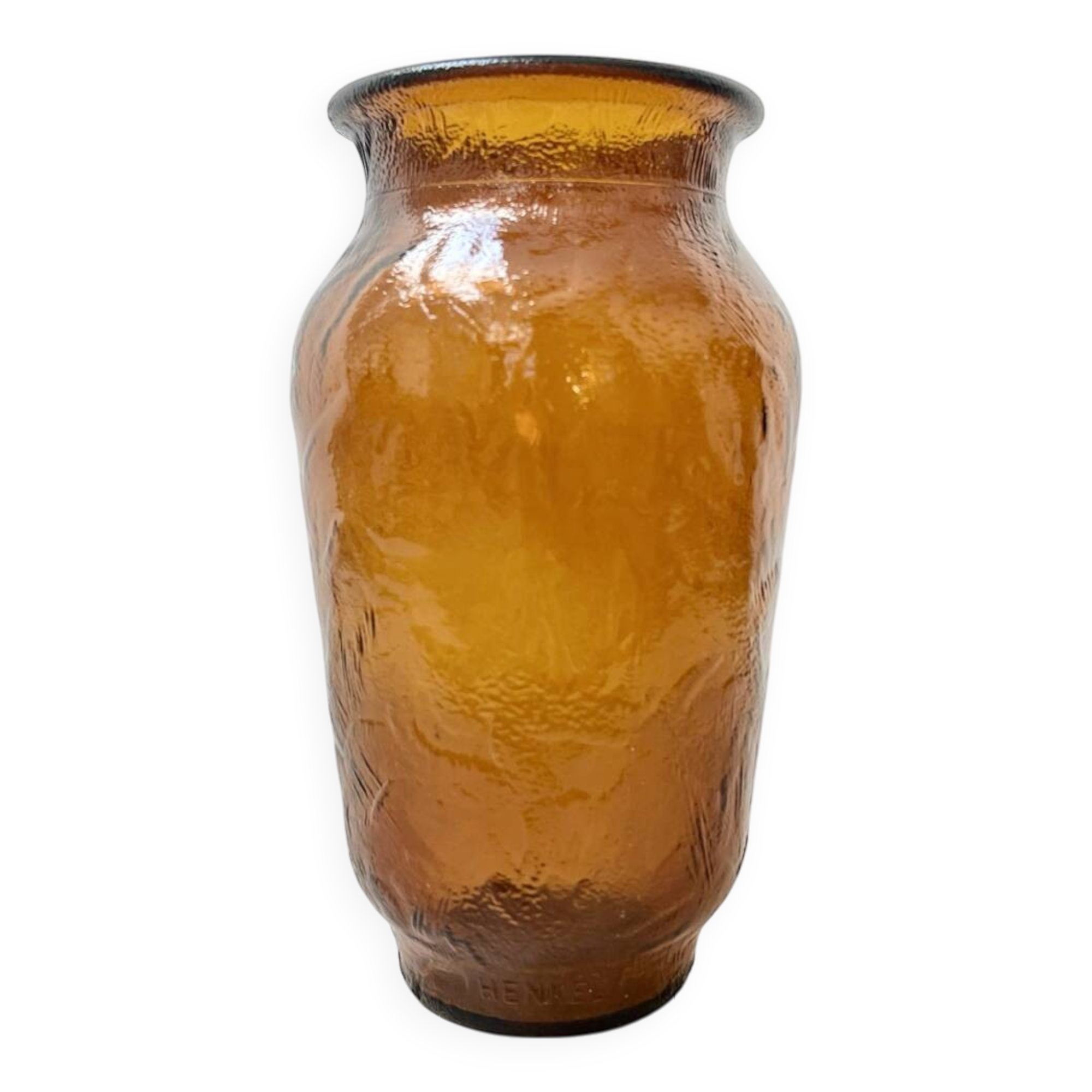 Vintage Henkel Amber Glass Vase – Germany, 1960s