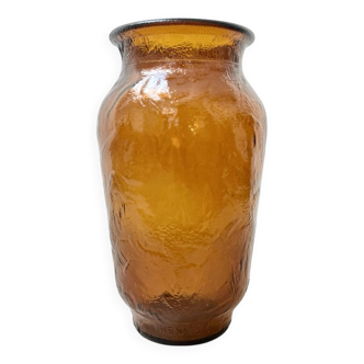 Vase vintage en verre ambré Henkel – Allemagne, années 60