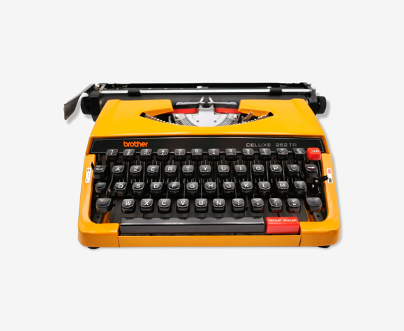 Machine à écrire brother deluxe 262 tr moutarde vintage révisée avec ruban neuf