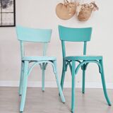 Pair of bistro chairs - blue stripes and velvet