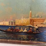 Huile sur panneau " Vue du grand canal de venise "XX siècle
