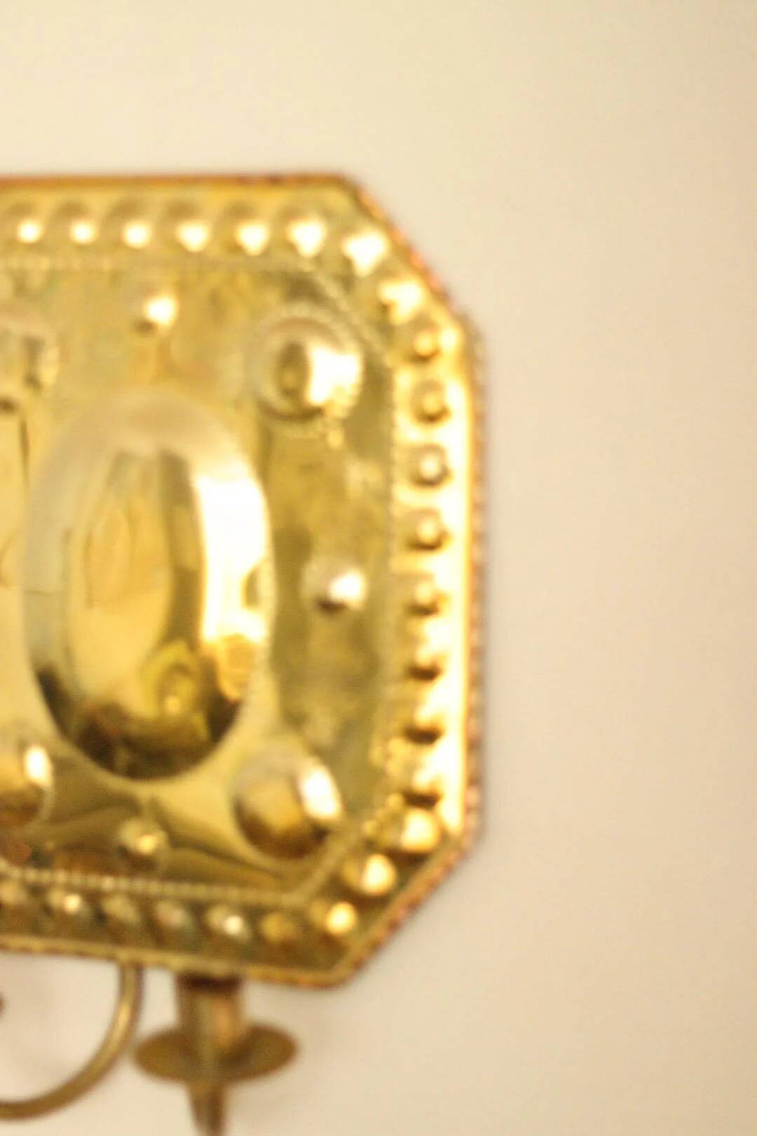 Single mid-century Swedish brass sconce for two candles