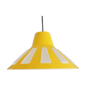 Lampe pendentif jaune en plastique années 80