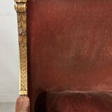 Two Louis XVI style wing chairs in gilded wood, 20th century
