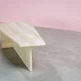 Architectural coffee table from the 70s in modernist travertine