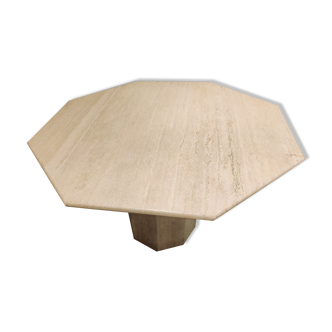 Octogonal italian travertine dining table 1970s