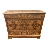 French Louis Philippe Chest of Drawers, Late 19th Century, Burr Walnut
