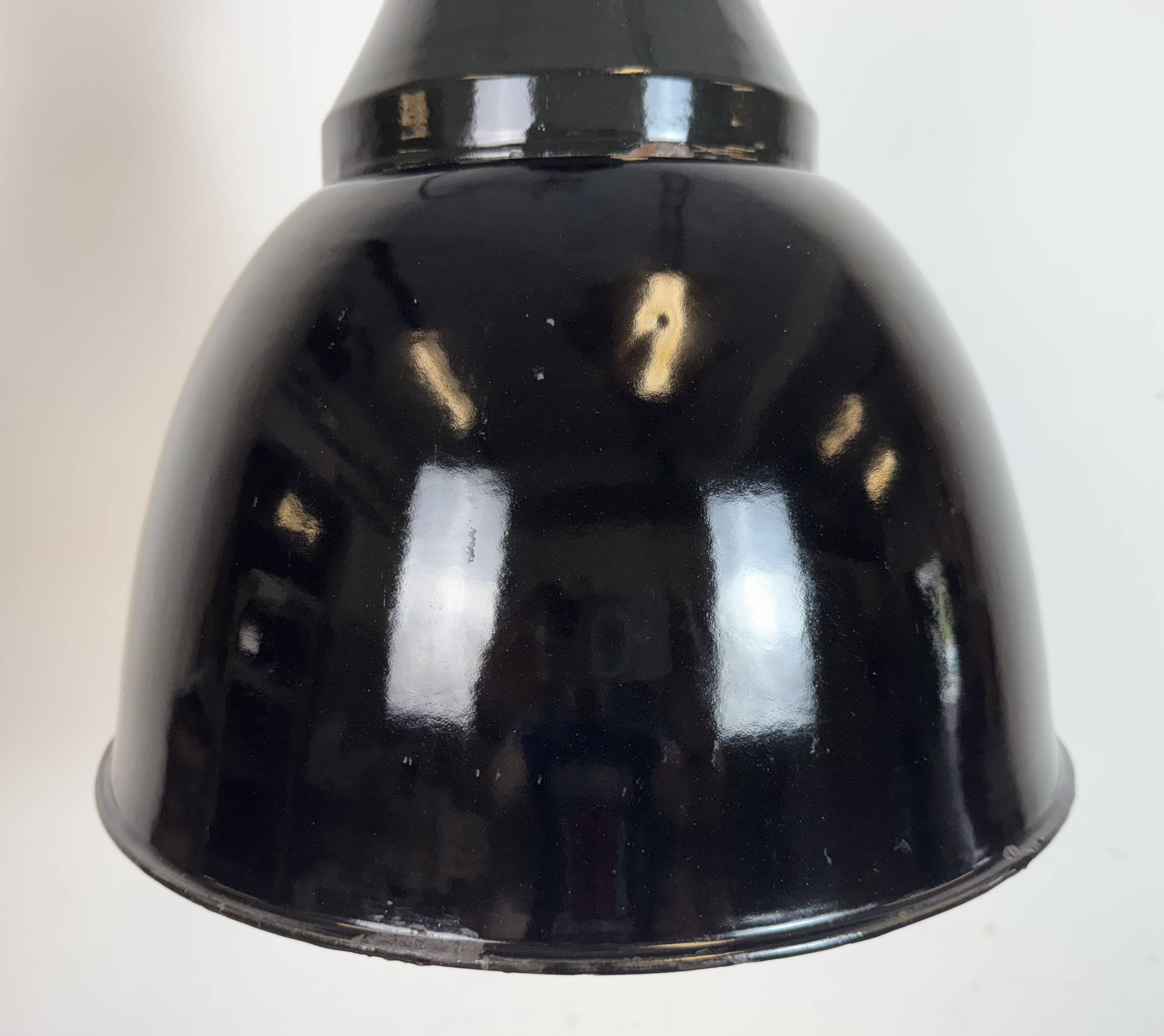 Industrial Black Enamel Bauhaus Pendant Lamp, 1930s