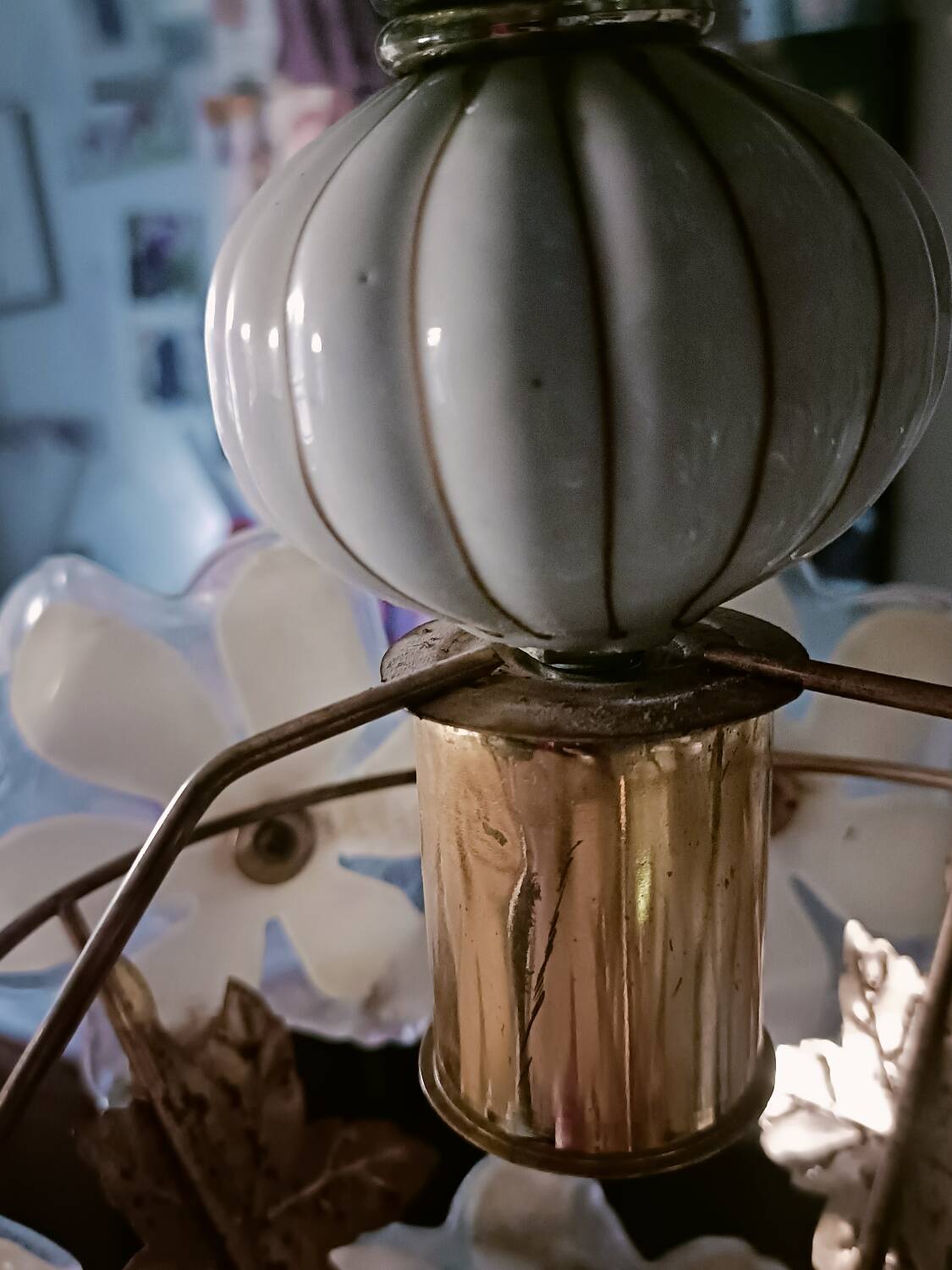 70s Flower and Mirror Chandelier