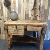 Old wooden workbench of shoemaker carpenter of the 50s