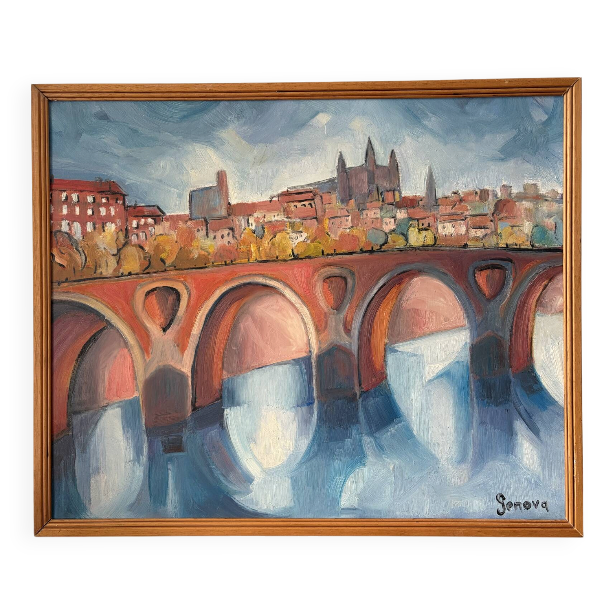 Pont Neuf, Toulouse, oil on canvas signed Sprova