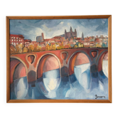 Pont Neuf, Toulouse, oil on canvas signed Sprova
