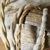 Glass lamp, braided fabric cable, new lampshade