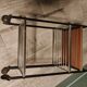 Serving table with metal wood wheels