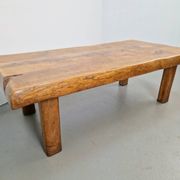 Mid-Century Brutalist Coffee Table in Oak, Spain, 1960s