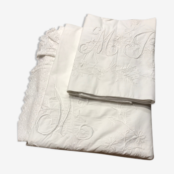 Drap ancien brodé