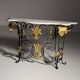 Table console en fer forgé avec marbre, années 1950