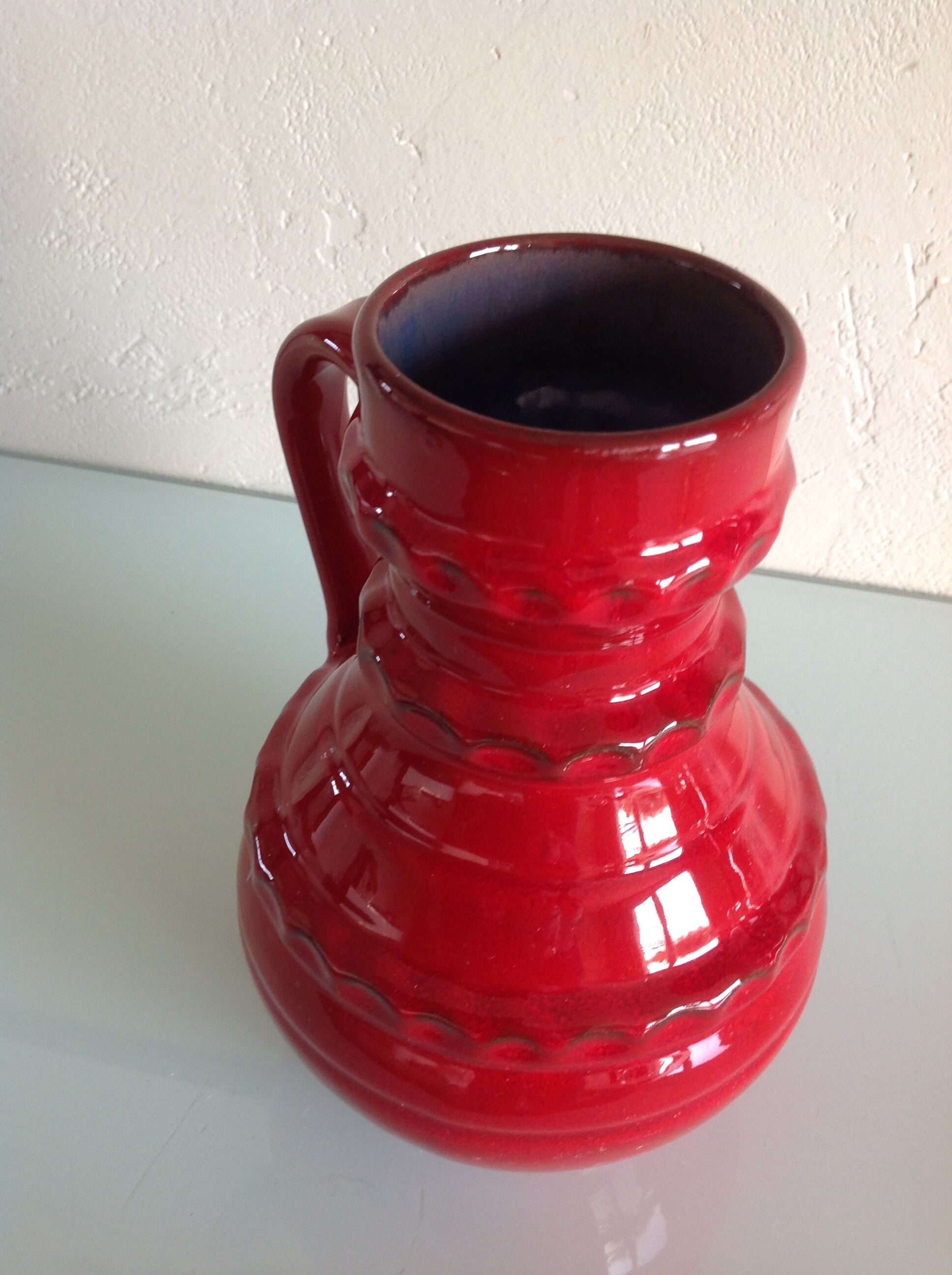 Fat Lava red ceramic vase by Pfortner Keramik / vintage 60s-70s